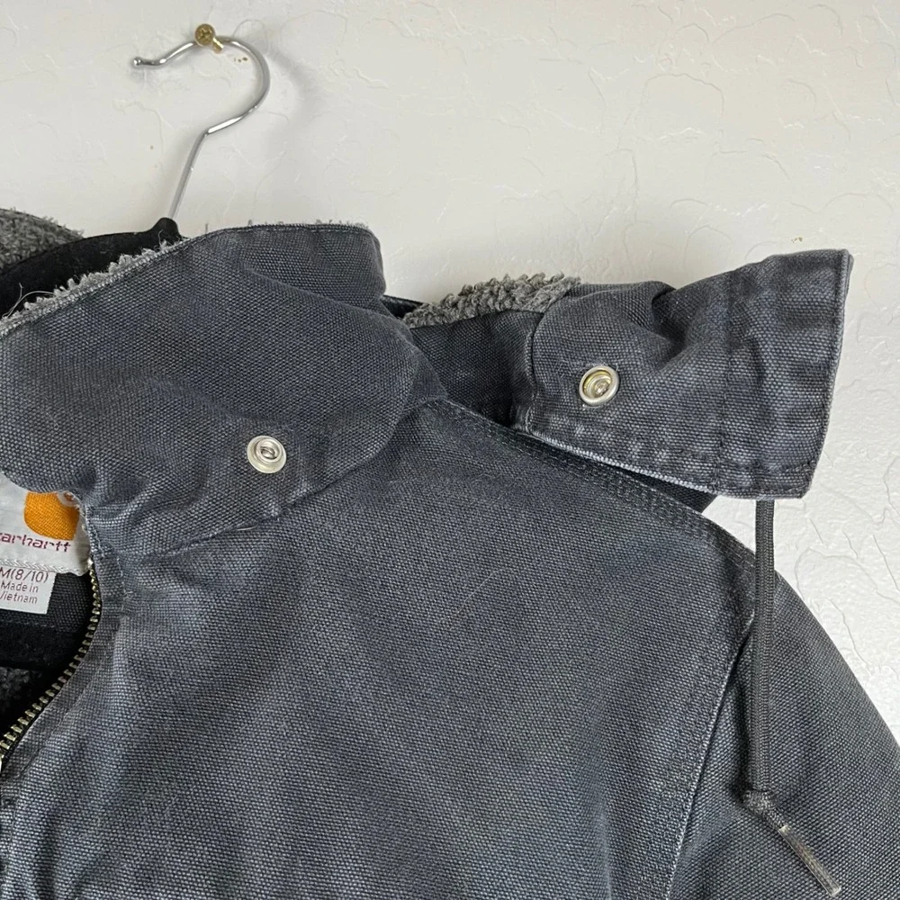 Carhartt 100815001 Womens Hooded Jacket Sherpa Lined Black Work Coat Size M 8/10 - Picture 6 of 10